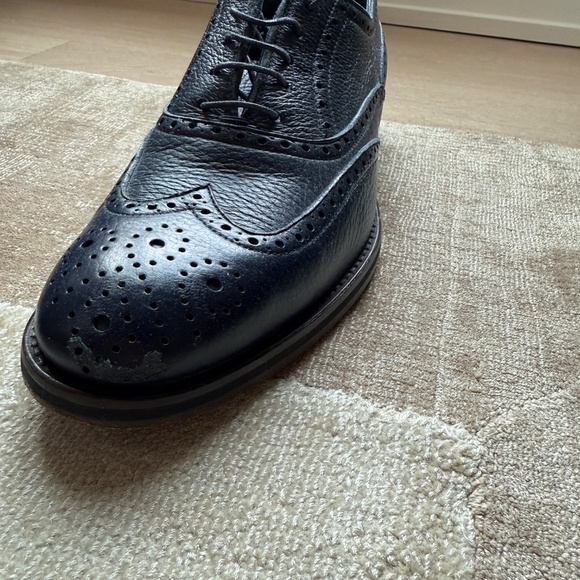 Savitti Made in Italy Men’s Navy Leather Wingtip Oxford Dress Shoes (Size 40) - Picture 6 of 8